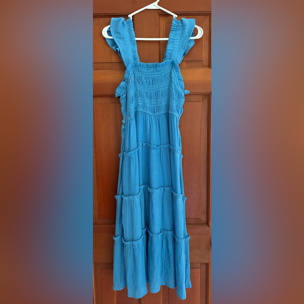 Umgee Women’s Smocked Tiered Flutter Sleeve Dress